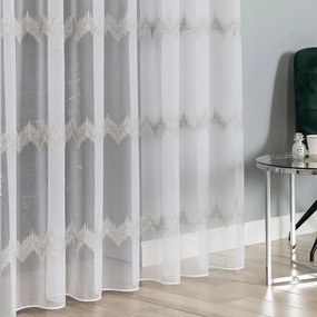 Ólmozott függöny, 280cm magas, fehér, szürke és ezüst mintával