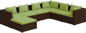 vidaXL 7 részes barna polyrattan kerti ülőgarnitúra párnákkal