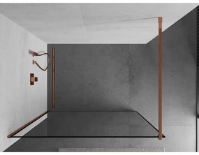 Mexen Kioto zuhanyparaván 60x200 cm 8 mm, rózsa arany profil, üveg fekete keret, 800-060-101-60-70
