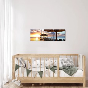 Kép - Naplemente Mauritiuson (órával) (90x30 cm)