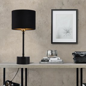 [lux.pro] Asztali lámpa Deventer éjjeli lámpa design 39cm x ø18 cm fekete búra