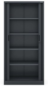 Fém szekrény harmonika ajtókkal DAMIAN, 900 x 1850 x 450 mm, antracit
