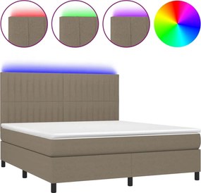 vidaXL tópszínű szövet rugós és LED-es ágy matraccal 160x200 cm