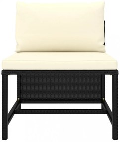 vidaXL 10 részes fekete polyrattan kerti bútorszett párnákkal