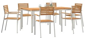 7 Részes Kert Étkezőszett Tömörfa Tíkfa, Kültéri Étkezőasztal 180x90x75 cm Tömörfa Tíkfa, Összecsukható Kerti Székek 2 db Tömörfa Tíkfa és Acél, Összecsukható Kerti Székek 4 db Tömörfa Tíkfa és Acél