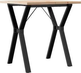 vidaXL tömör fenyőfa és acél étkezőasztal Y-vázzal 70x70x75,5 cm