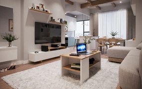 Nappali fal, fehér/artisan tölgy, MILONA