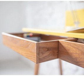 Luka Oak szürke íróasztal kőrisfa lábakkal, hossz 85 cm - Ragaba