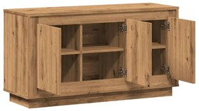 kézműves tölgy színű szerelt fa tálalószekrény 102 x 35 x 55 cm