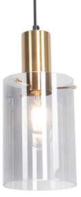 Vintage függesztett lámpa sárgaréz füstüveggel - Vidra