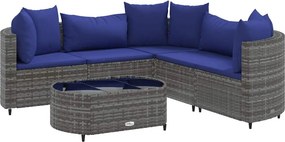 vidaXL 6 részes szürke polyrattan kerti ülőgarnitúra párnákkal