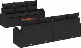 vidaXL Kerti Kanapé Szett párnával 8 pcs Fekete polirattan