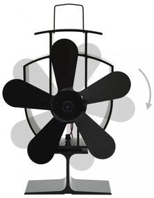 vidaXL fekete hővel meghajtott ötlapátos kandalló ventilátor