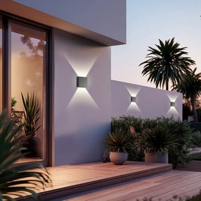 Brilagi - DOUBLERAY LED kültéri fali lámpatest, 4W, 230V, antracit, IP65