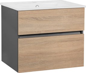 Natúr színű fali szekrény mosdókagyló nélkül, tölgyfa dekorral 60x52 cm Wisla – Støraa