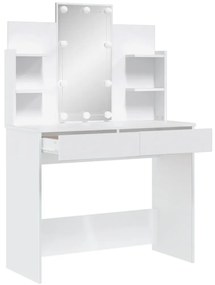 fehér fésülködőasztal LED-del 96x40x142 cm