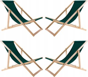 4X Kerti Napozóágy Fából Összecsukható Woodok Zöld Szövet