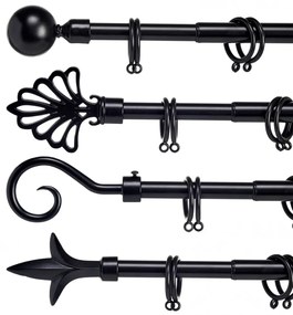 Fekete fém karám VALANCE GLOBE 170-320 cm