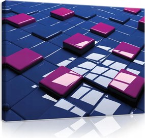 Vászonkép 100x75 3D absztrakt geometria négyzetek blokkok kék lila