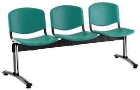 ISO műanyag pad, 3 üléses - króm lábak, zöld