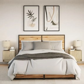 2 db sonoma tölgy színű fali éjjeliszekrény LED-világítással