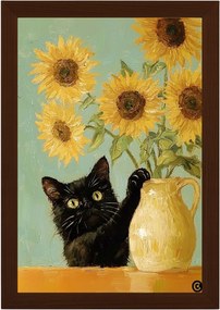 Poszter Keret Fa Fekete Macska Sárga Napraforgók Van Gogh 40x60