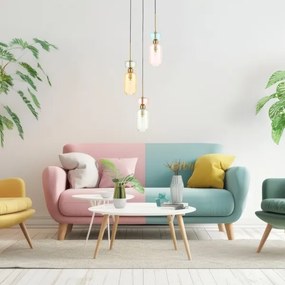 Csillár zsinóron MOLLY 3xE14/40W/230V átm. 38 cm színes