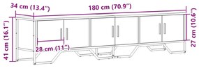 fekete szerelt fa TV-szekrény 180 x 34 x 41 cm