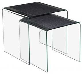 2 Piece Standing Smoking Table - Masă Pentru Fumat,curbat, sticlă călită, top vopsit în ciment. Dimensiune: 45X33X50 Cm Solaris