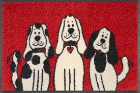 Rajzolt kutyák piros beltéri lábtörlő