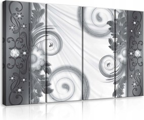 Vászonkép 120x80 moduláris absztrakt minta dísz szürke fehér elegancia