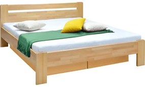Kétágyas ágy raklappal és tárolóhellyel, tömör fából AMARA 180x200 cm bükk
