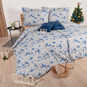 Karácsonyi ágynemű Buddy blue EMI, A standard egyszemélyes ágy szett tartalma: 1x 140x200 + 1x 70x90