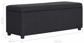 fekete poliészter pad tárolórekesszel 116 cm
