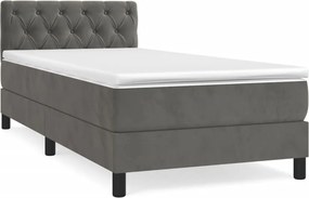 vidaXL sötétszürke bársony rugós ágy matraccal 80 x 200 cm