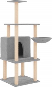 vidaXL világosszürke macskabútor szizál kaparófákkal 132 cm