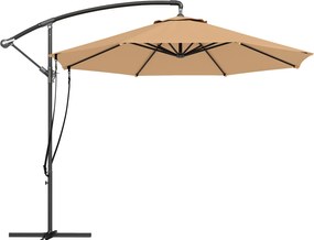 Outsunny Offset Napernyő Ø 290 cm Kertiparaván Keresztalappal, Kurblis Védőhuzattal és Anti-UV 50+ Szélzsinórral Teraszhoz, Patihoz Khaki | Aosom