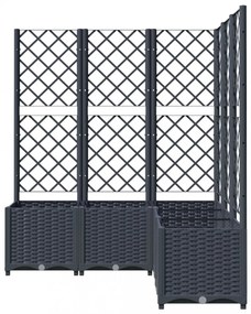 sötétszürke PP rácsos kerti ültetőláda 120 x 120 x 136 cm