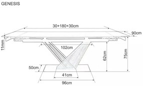 Genesis bővíthető étkezőasztal 160-220 cm