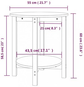 fekete tömör fenyőfa dohányzóasztal Ø 55 x 60 cm