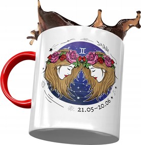 Bögre Piros Ikrek Zodiákus jelek Horoszkóp Nyomtatott fényképpel