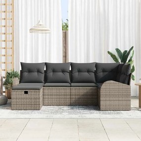 Kerti Kanapé Szett 6 pcs Szürke 234 x 124 x 85 cm Poli rattan