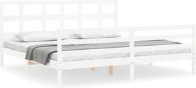 vidaXL fehér tömör fa ágykeret fejtámlával Super King Size