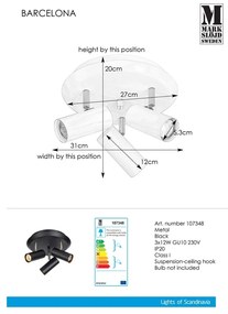 Barcelona Tres fekete mennyezeti lámpa - Markslöjd