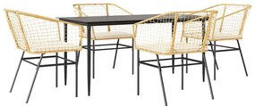 vidaXL 5 észes barna polyrattan üveg kerti étkezőgarnitúra párnával