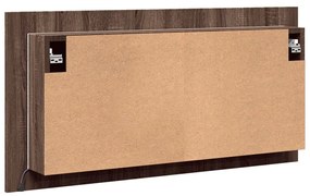 barna tölgy akril LED-es tükrös fürdőszobaszekrény 90x12x45 cm