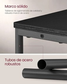 Keskeny oldal asztal töltő funkcióval 3 polcos, 18 x 45 x 58 cm tinta fekete