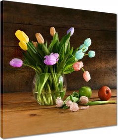 Vászonkép 40x40 Csokor Színes tulipánok