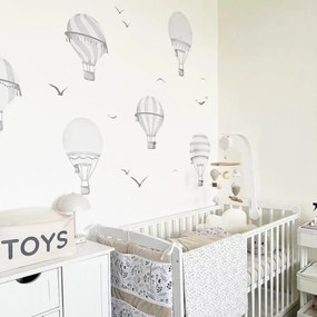 INSPIO Szürke hőlégballon falmatricák gyerekszobába