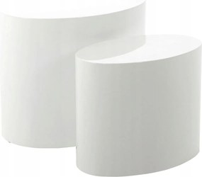 2 Db-os Ovális Dohányzóasztal Szett modern fehér nappali szett